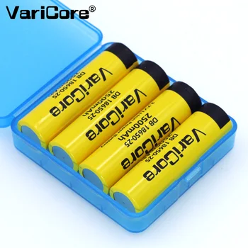 

VariCore 4PCS new 18650 rechargeable lithium-ion battery 3.7V 2500mAh Battery can keep electronic 20A discharge+Storage Box