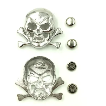 

10 Sets Silver Tone Skull Skeleton Bone Punk Garment Rivets Spike Studs Spots 29x33mm
