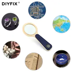 DIYFIX EDC инструменты 5X Оптическая лупа с компасом и 1 светодио дный светодиодный свет ручной увеличительное для чтения лупа Открытый