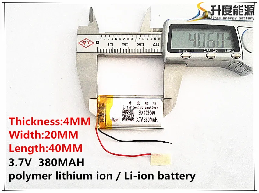 

2pcs [SD] 3.7V,380mAH,[402040] Polymer lithium ion / Li-ion battery for TOY,POWER BANK,GPS,mp3,mp4,cell phone,speaker
