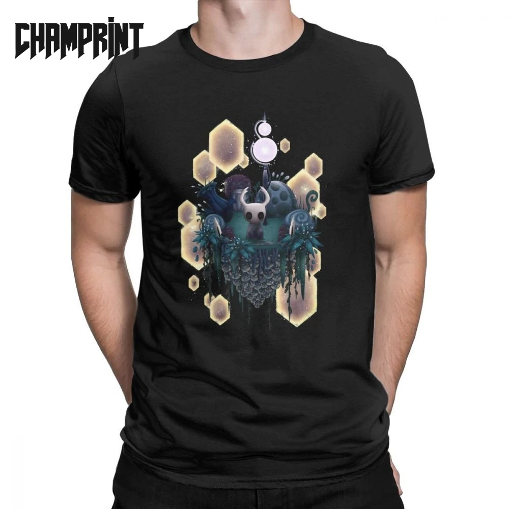 

Hollow Knight Men T Shirts Skull Video Game Humorous Tee Shirt Short Sleeve Crewneck T-Shirts Pure Cotton Original Clothes