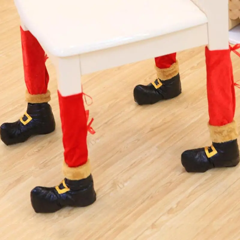 

4Pcs Christmas Chair Leg Cover Decor Santa Claus Table Chair Foot Leg Covers New Year Decorations Christmas Decorations for Home