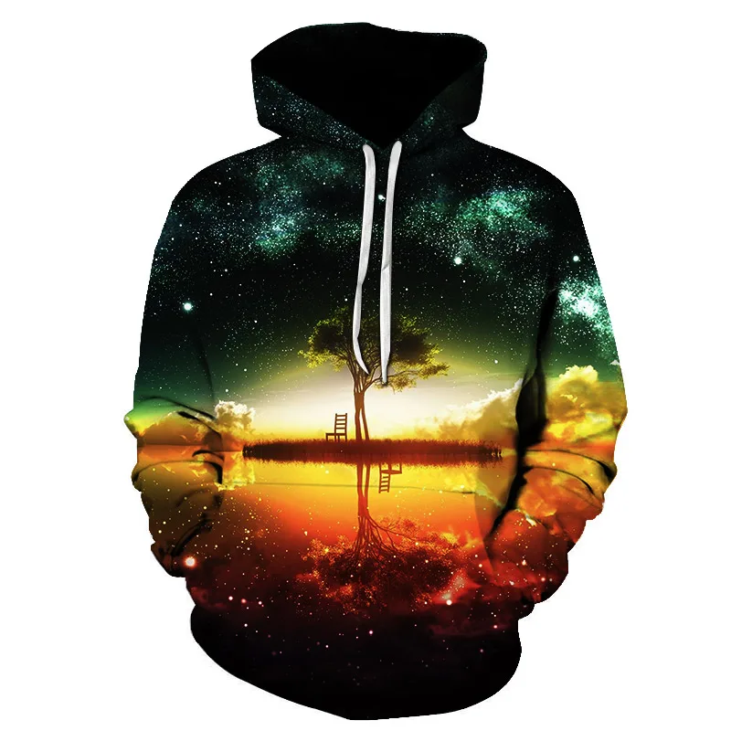 Ceny W nowym stylu Hiphop bluzy Galaxy Space 3D drukowane las fajne modne jesień bluza cienka bluza z kapturem kobiet