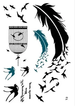 

3Pcs/Lot 10*14.5cm Swollow Feather Design DIY Temporary Tattoo Sticker Arm Leg Back Tatuagem Women Body Art Waterproof 3D Tattoo