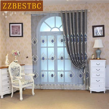 

European luxury angel eye embroidered curtains for living room windows classic elegant high quality curtains for bedroom kitchen