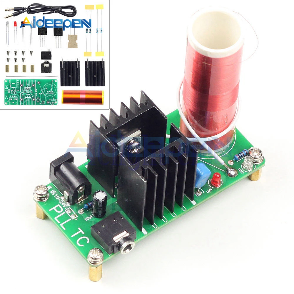 Мини Тесла катушка комплект 15 Вт мини музыкальный плазменный динамик с катушкой Тесла DC 15-24 В DIY наборы Tesla Беспроводная передача