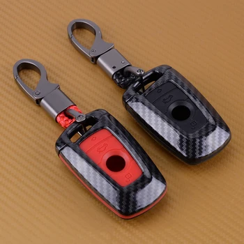 

Black/Red Carbon Fiber Remote Key Case Cover Fob Fit for BMW 1 2 3 4 5 6 7 Series F10 F20 F30