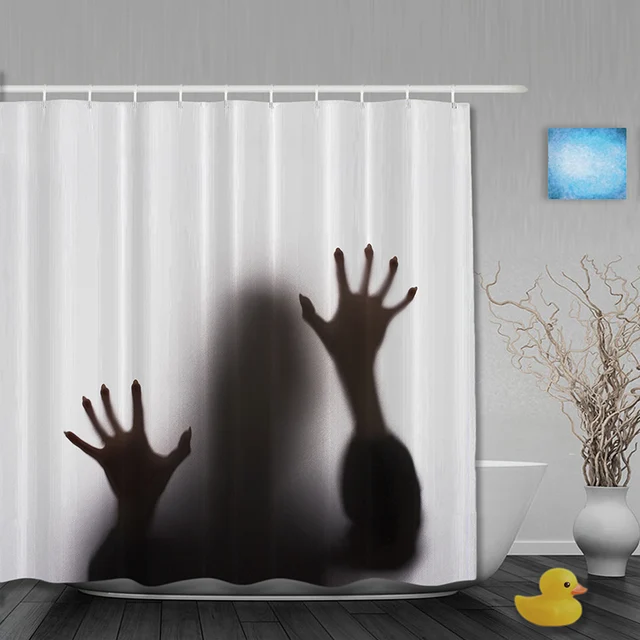 Portrait Decor Bathroom Shower Curtains Woman Shadow Curtain Portrait Decor Bathroom Shower Curtains Woman Shadow Curtain Waterproo Polyester Fabric Custom Hooks