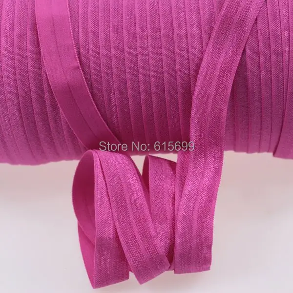 

Hot sale 5/8" Solid Color Fold Over Elastic #185-Raspberry Rose, elastic band for baby headband accessories, 50yards/lot