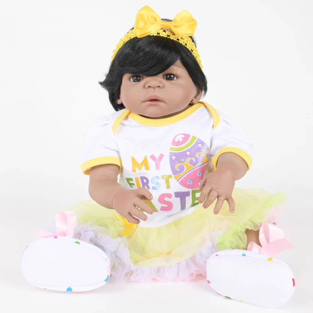

22 Inch Soft Full Silicone Reborn Baby Newborn Lovely Princess Girl Doll for Kids Toy Christmas Birthday New Year Gift
