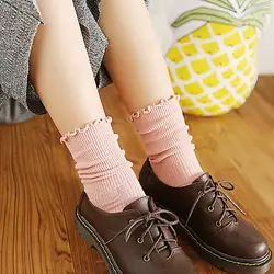 2019 хлопковые носки женские носки одноцветные грибки Ретро Короткие сапоги длинные носки