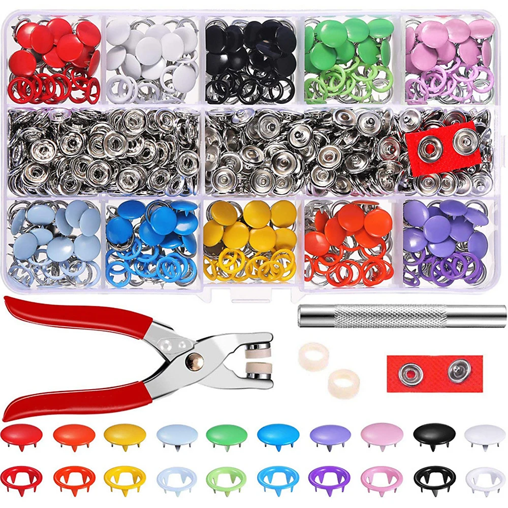 

Hoomall 360PCs Resin Buttons With Tool Pliers Buttons For Clothes Needlework Sewing U Shape Press Machine Sewing Tools DIY Craft