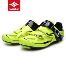 Santic Men Breathable Cycling Shoes Ultralight Road Bike Shoes Professional Nylon TPU Sole Wear-resistant Bicycle Locking Shoes