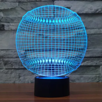 

Creative 3D baseball shape LED night light 7 changing color touch switch USB cable color changing led holiday light