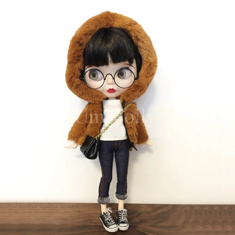 1 шт. зимняя одежда Neoblythe милая Меховая куртка для кукол Blyth Barbies джинсы штаны