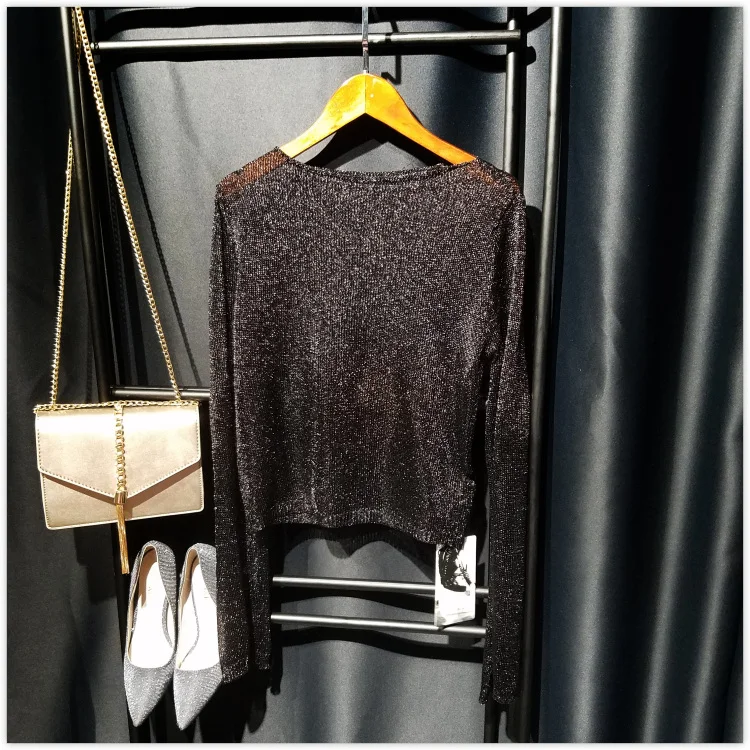 Cakucool New Gold Lurex Knit Tops Women t shirt Long Sleeve Slash Neck Tee Shirts Thin See-through Mesh Sexy Tees Tshirts Femme Cakucool New Gold Lurex Knit Tops Women t shirt Long Sleeve Slash Neck Tee Shirts Thin See-through Mesh Sexy Tees Tshirts Femme