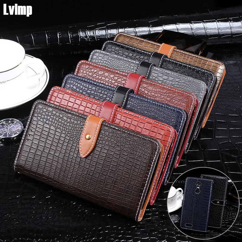 Crocodile Grain Genuine Leather Case For Oukitel C8 C 8 5.5&quot Luxury Flip PU Phone Cover &amp Card Slot | Мобильные телефоны и