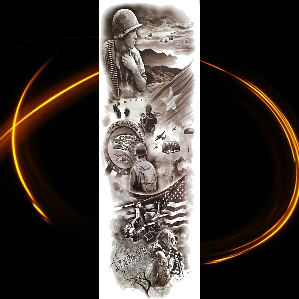 3D Mars God герой Спарты полная рука временная татуировка наклейка для мужчин и женщин 48x17 см большая поддельная Татуировка большая боди-арт тату Ares - Цвет: HTQB084