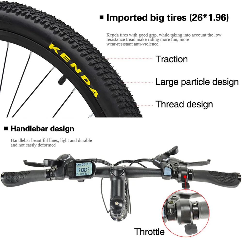 Discount 26 inches Hidden Battery Electric Bicycle 48V 250W 8.7A battery  Aluminum Alloy Frame Disc Brake 21 Speed E Mountain Bike 10