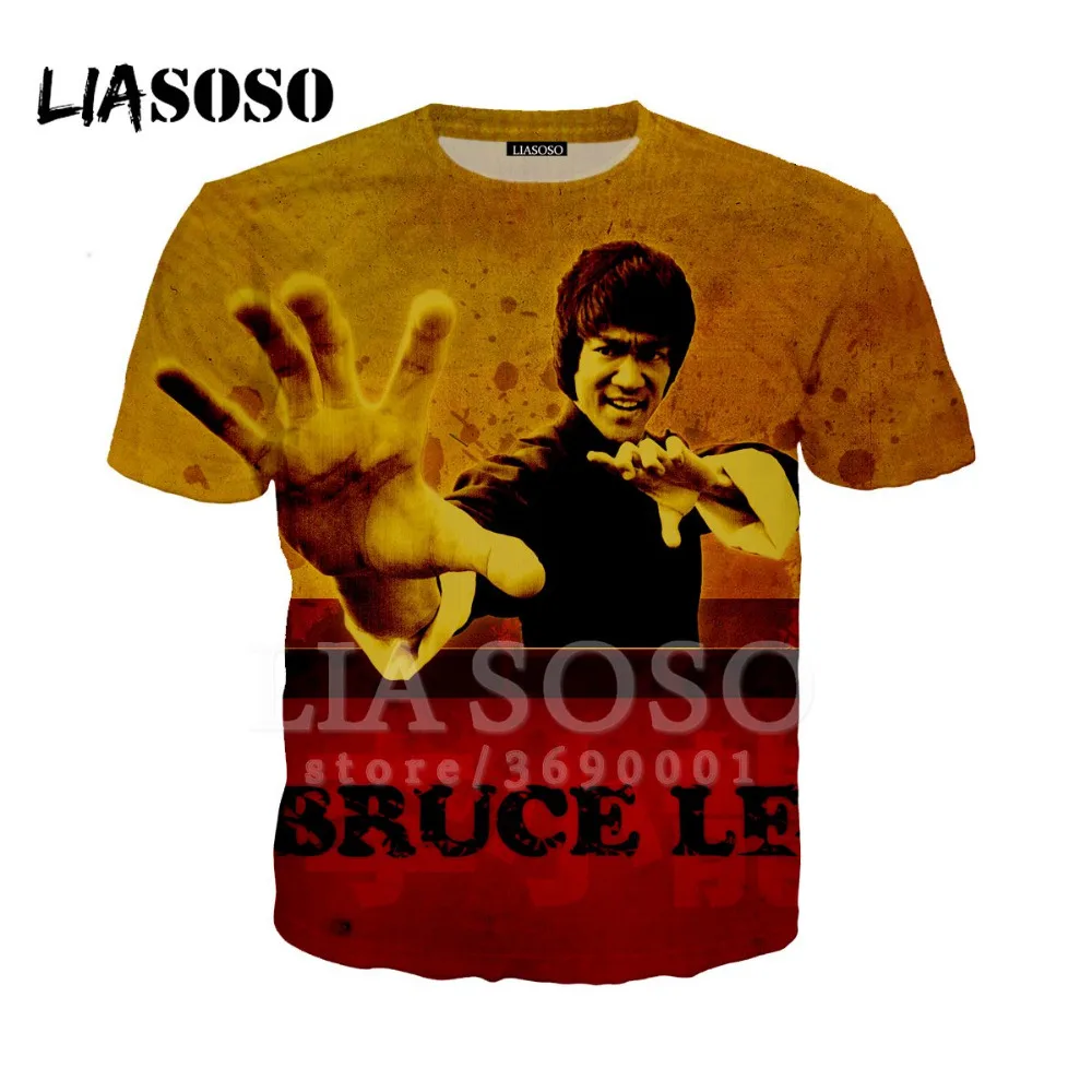 

LIASOSO New 3D Print Unisex Design Bruce Lee Fashion T-shirt Good Quality O Neck Cool Hispter Casual T Shirts Tops Tshirt A164