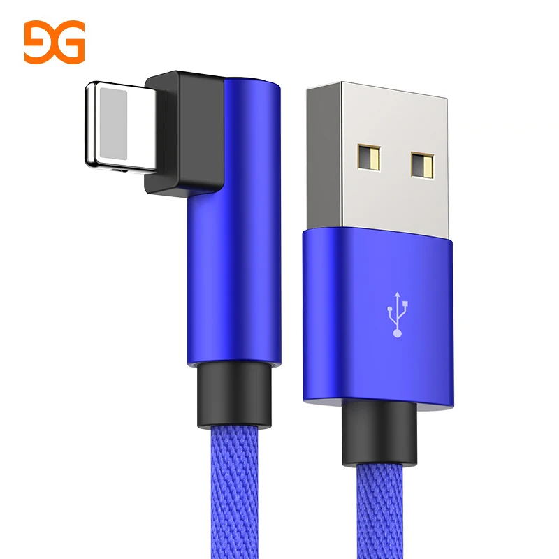 GUSGU 90 градусов USB кабель для iPhone X 6 6 S 7 8 Быстрая зарядка кабель для iPad USB зарядное устройство кабель L Тип кабель для передачи данных для iPhone 5 SE - Цвет: Синий