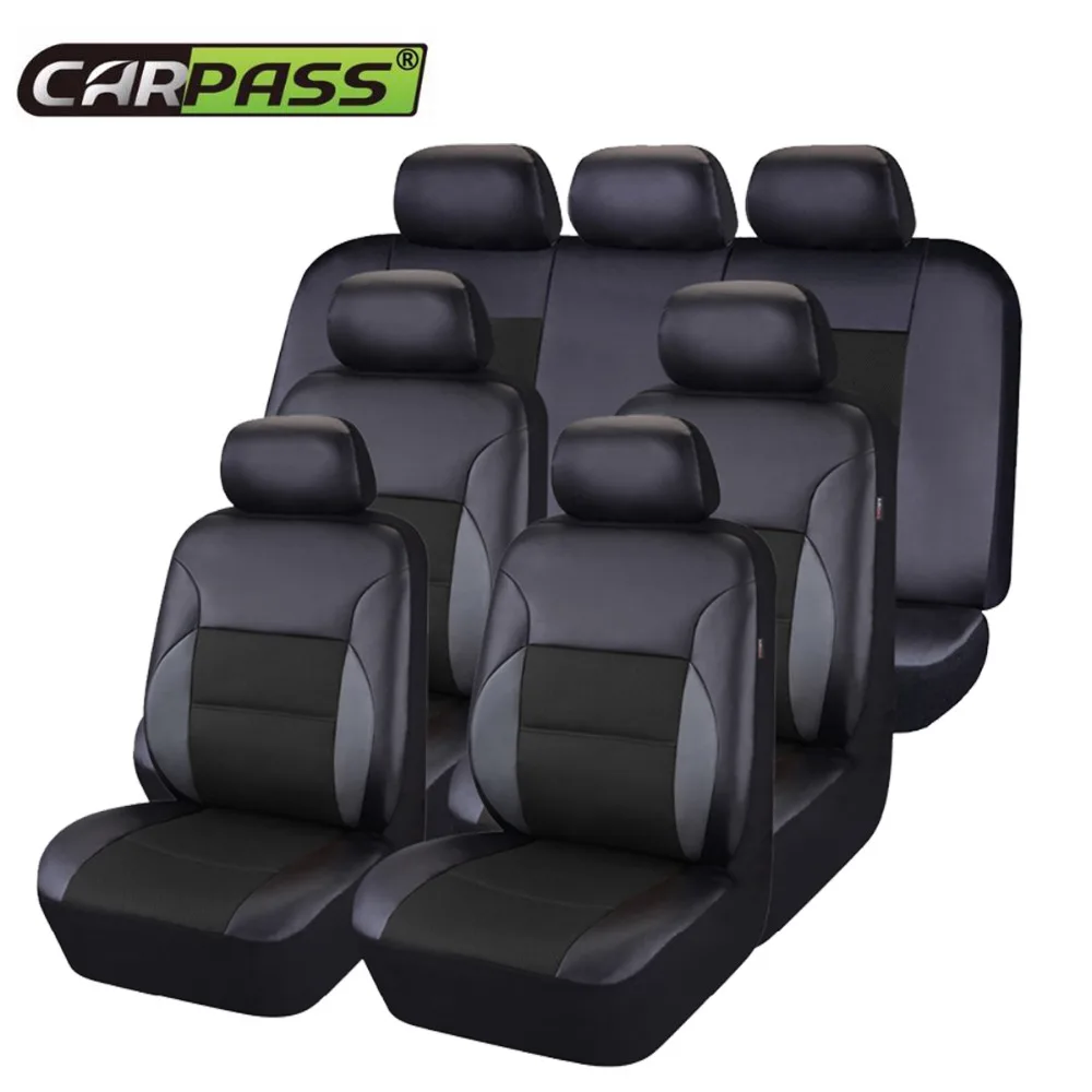 

Car-pass Universal 7 Seat Car Seat Covers Pvc Leather With Airbag Fit 60/40 50/50 40/60 Seat Black & Brown Covers For Car