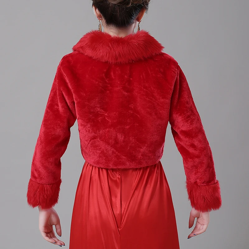 U-SWEAR 2018 Новое поступление зимняя женская белая красная куртка из искусственного меха с длинным рукавом Свадебная куртка с помпоном плащ