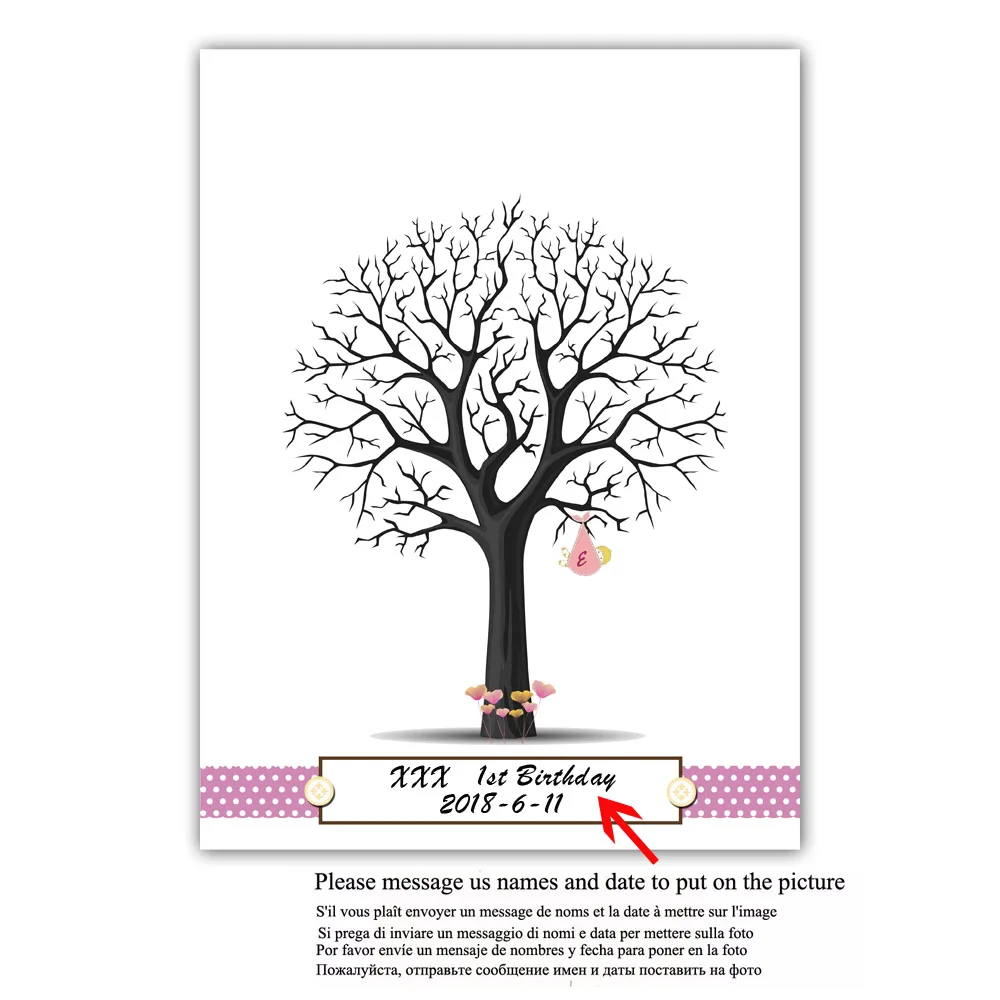 Мальчик молятся под деревом, бесплатное пользовательское имя, дата, холст отпечатков пальцев Гостевая книга для Mi Primera Comunion Беби Шауэр детский день рождения - Цвет: HK091