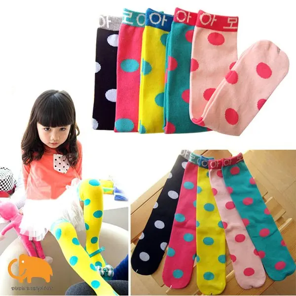 Retail+Free shipping,1 pair/bag,baby Girl candy color socks,polka dot