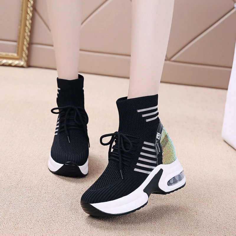VIGOR/обувь свежести; летние женские кроссовки на каблуке 9 см; обувь на платформе; весенние кроссовки из сетчатого материала; женская обувь, визуально увеличивающая рост; WY534