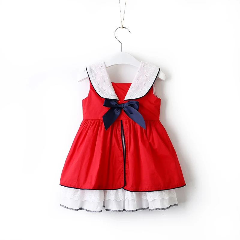 

Spring and Autumn Kids girls dress Spain Christmas Red Dresses Princess V-back 2-7y Dress Cotton Fashion Quality summer clothes