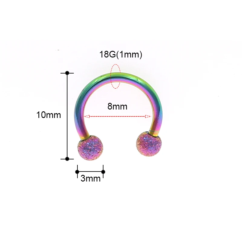 Starbeauty 2 шт. смешанные цвета 16 г Калибр 3 мм 316L пирсинг из хирургической стали Подкова круговые кольца для носа бровей губ уха шпильки