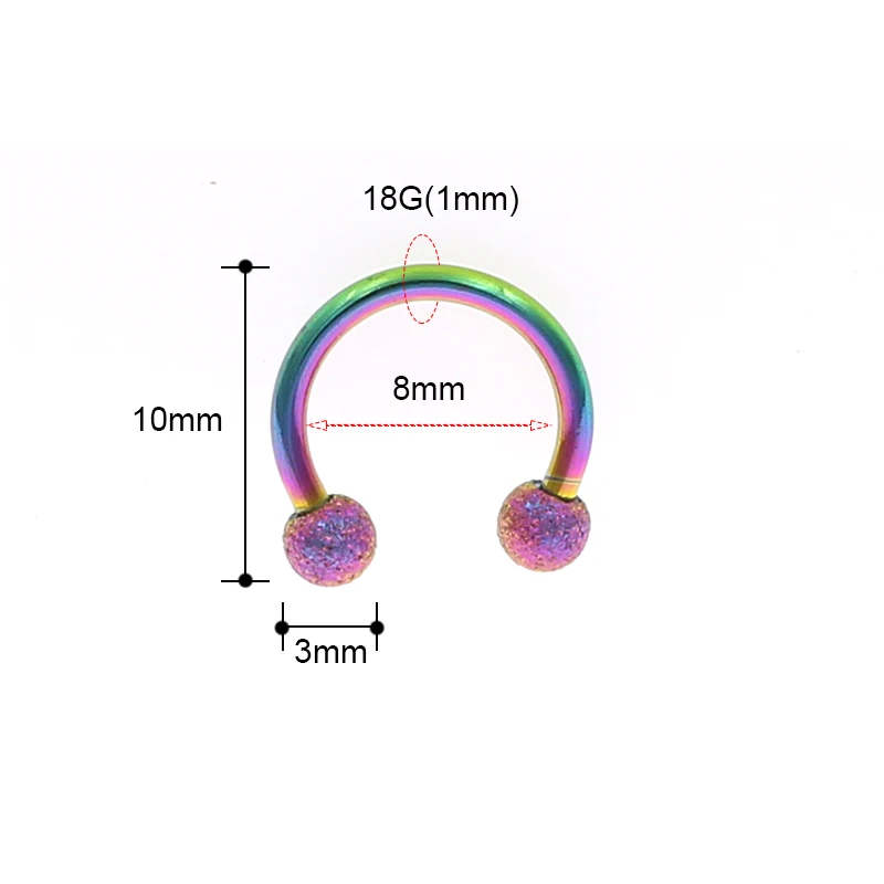 Starbeauty 2Pcs Mix Color 16G Gauge 3mm 316L Surgical Steel Piercing Horseshoe Circular Rings for Nose Eyebrow Lip Ear Stud - Image 4