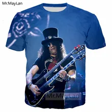 Pop Rock Slash Guitar 3D Print T shirt Men/women Hard Rock Streetwear T-shirt Guns N‘ Roses Band Hip Hop Man Tshirt Clothes 6XL