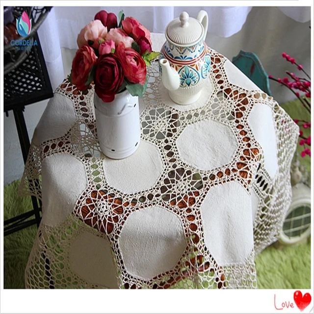 Zakka home-hermoso tablero de encaje de ganchillo de algodón con coutout  work para mesa de