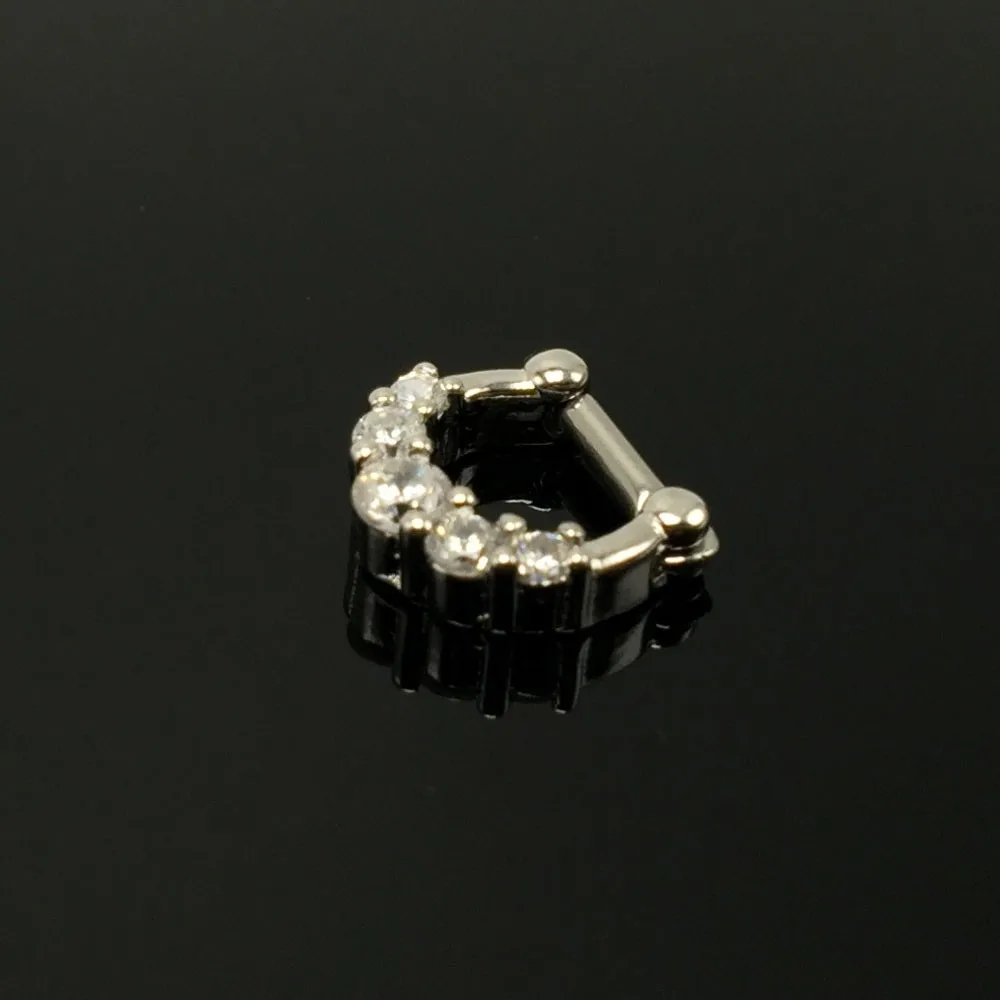 1 piece fashion women's septum nose ring with crystal 14G 1.6mm piercing nose beautiful body jewelry for lady