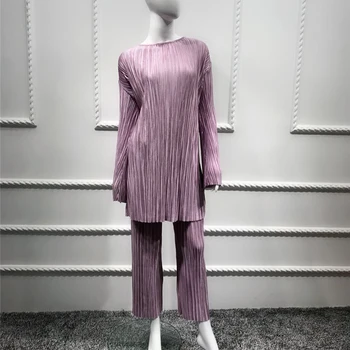 

Plus Size 2019 Abaya Muslim Kimono Indonesia Women Two Piece Set Pleated Long Sleeve Top & Pants Turkish Islamic Prayer Clothing