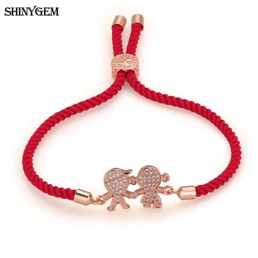 

SHINYGEM Romantic Cute Couple Bracelets 4 Colors Cubic Zircon Boy & Girl Charm Bracelets For Women Handmade Friendship Bracelets