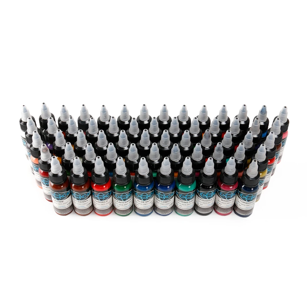 

Body Art Tattoo Ink 60 Color Professional Permanent Beauty Art Liquid 30ml / Bottle Set 1OZ Free Shipping