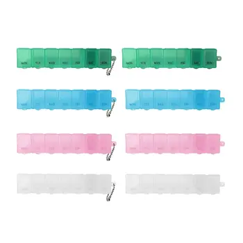 

Carrying Portable Seven-frame Long-shaped Old Man Seven Days A Week PP Dated Hanging Plastic Pillbox Storage Box