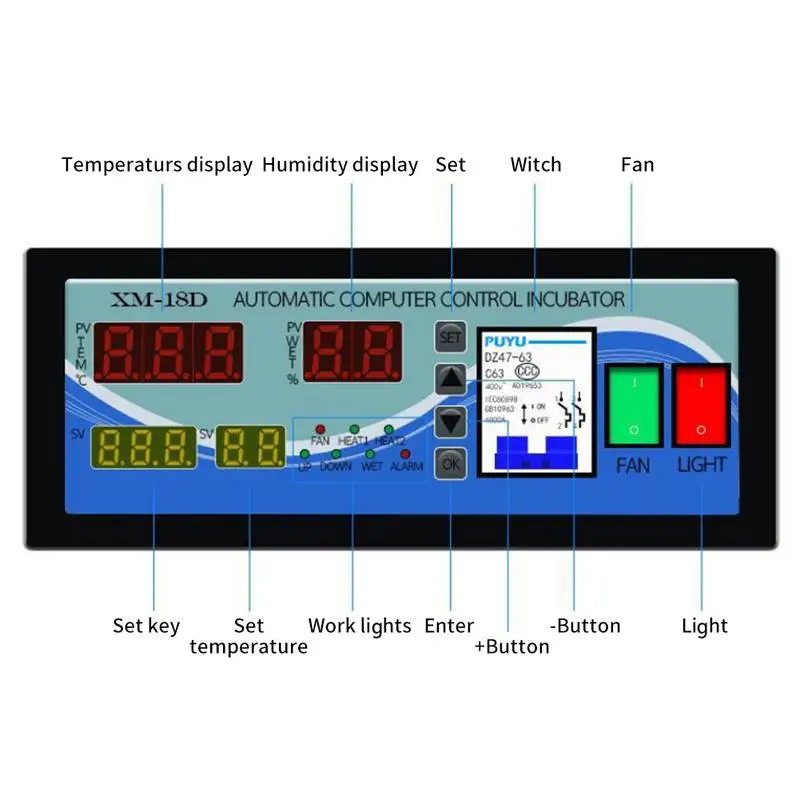 XM-18D Многофункциональный регулятор температуры и влажности инкубатор автоматический инкубатор яичный инкубатор