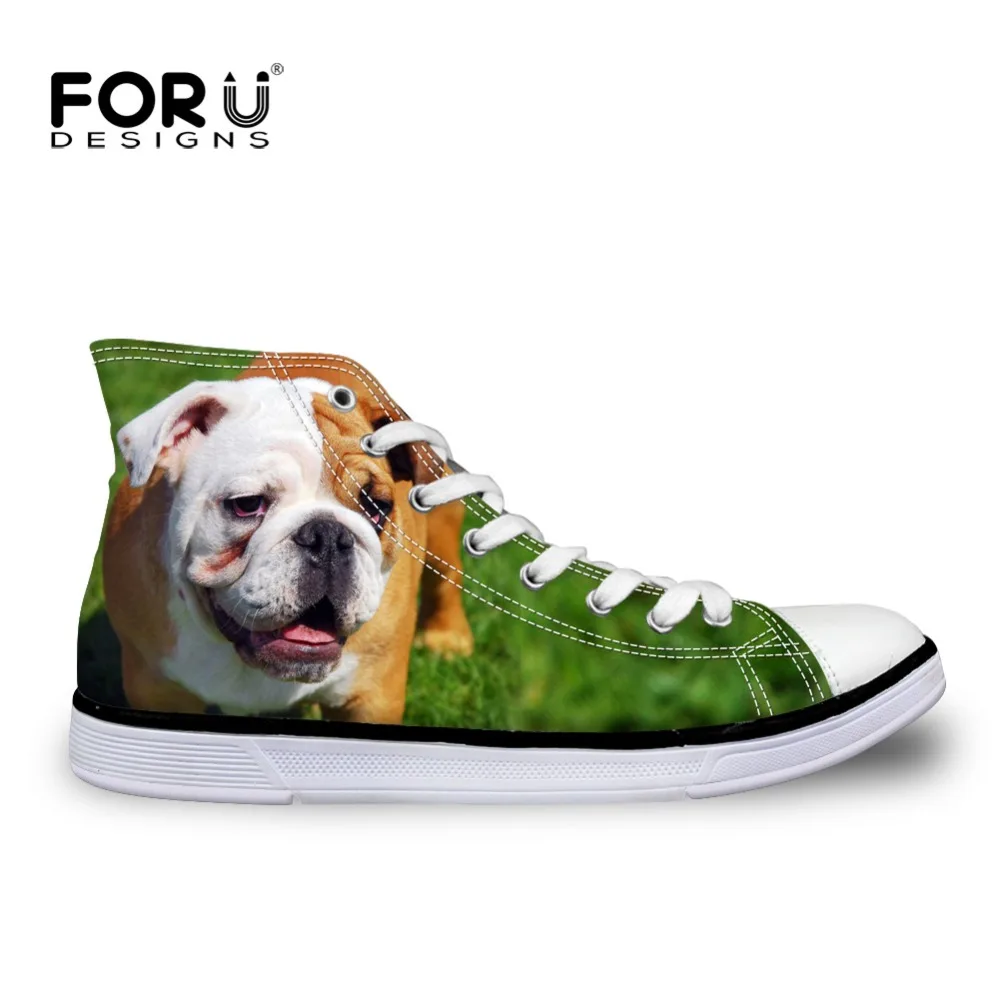 Herrenschuhe Husky wolf bulldog Gedruckt Segeltuchschuhe Männer College jungen Männlichen Wohnungen Schuhe 2016 Mode Marke High Top Schwarz schuhe