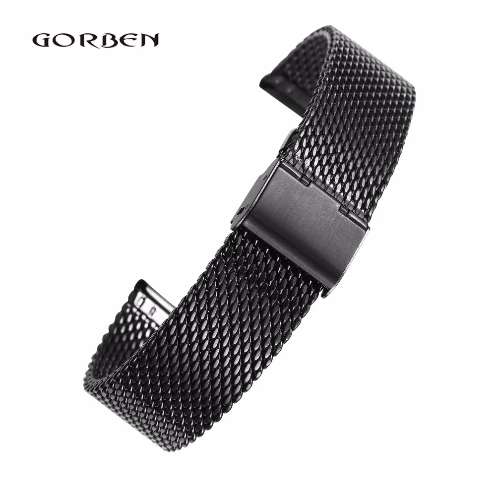 Watchband For Men 18mm 20mm 22mm 24mm Stainless Steel Mesh Strap Black Silver Golden With Folding Clasp Metal Women Watch Band Watchband For Men 18mm 20mm 22mm 24mm Stainless Steel Mesh Strap Black Silver Golden With Folding Clasp Metal Women Watch Band
