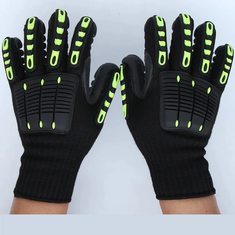 Anti Vibration Oil and Gas Safety Glove Fluorescent Nylon Shock