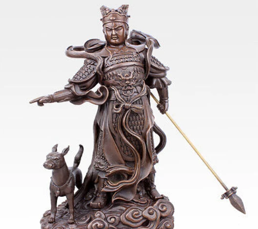 

10" China God Dog Erlang Hold Sword Bronze Statue decoration bronze factory outlets