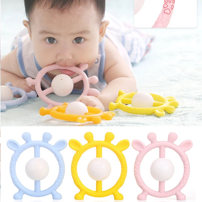 

0-12 Moths Silicone Teether Rattle Toys For Infants Molar Rod Tooth Solid Tooth Grasping Hand Grab Bell Rattle Toys