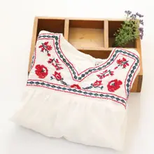 Новое поступление, весенние белые блузки в китайском стиле для маленьких девочек белые рубашки с длинными рукавами для девочек детские блузки с цветочной вышивкой