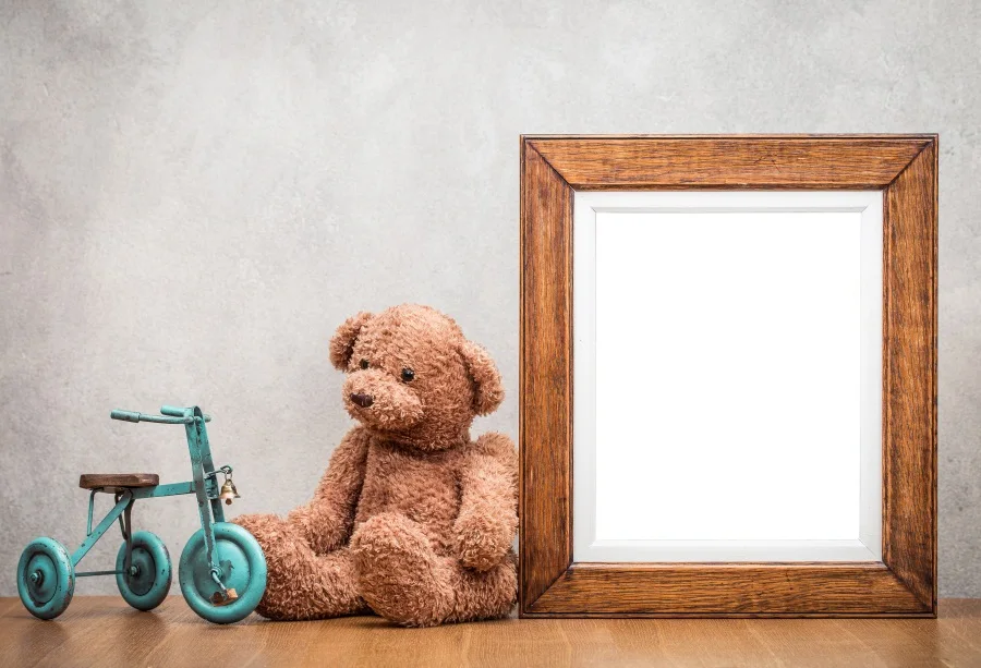 

Laeacco Bear Toy Bicycle Model Wooden Frame Interior Photography Backgrounds Customized Photographic Backdrops For Photo Studio