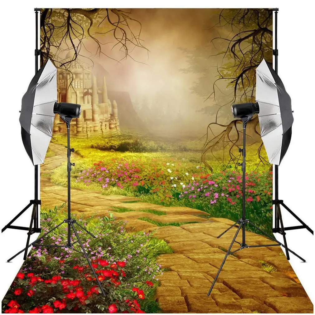 5X7ft винил фотографии фонов Открытый цвета цветы замок рок ползать | Электроника