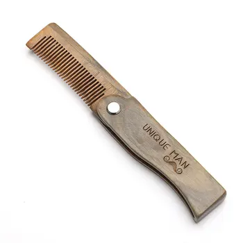 Natural Green Sandal wood Fold Comb Hair Comb For Men Beard Care  Anti-static Wooden Comb Hair Care Tools Hair Brush 1pc 3